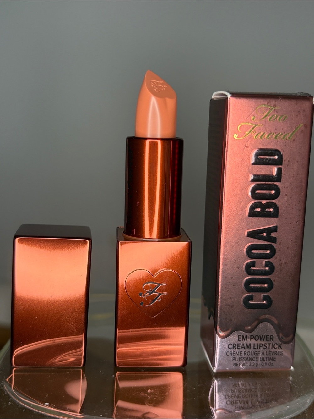 Too Faced Cocoa Bold Em-Power Cream Lipstick — Buttercream